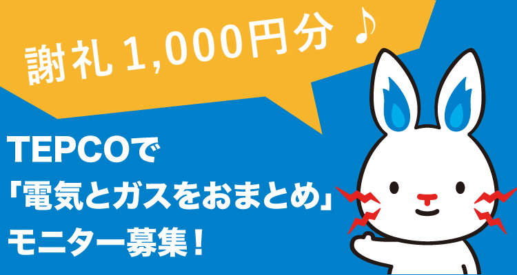 【謝礼1,000円分♪】TEPCOで「電気とガスをおまとめ」モニター募集！