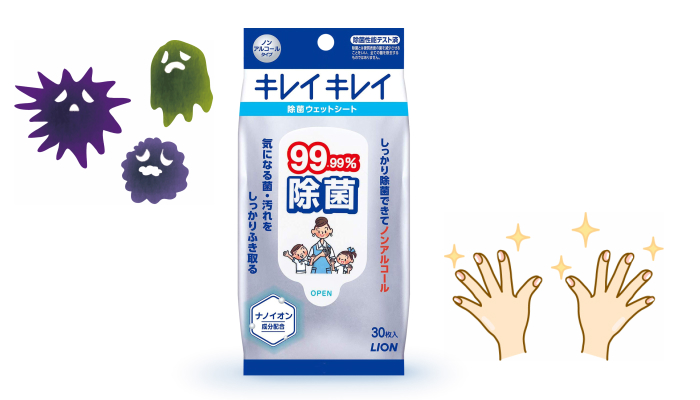 プレゼント！ノンアルコールで99.99％除菌！ おでかけにおすすめ「キレイキレイ99.99％除菌ウエットシート」3個セット ママノワ