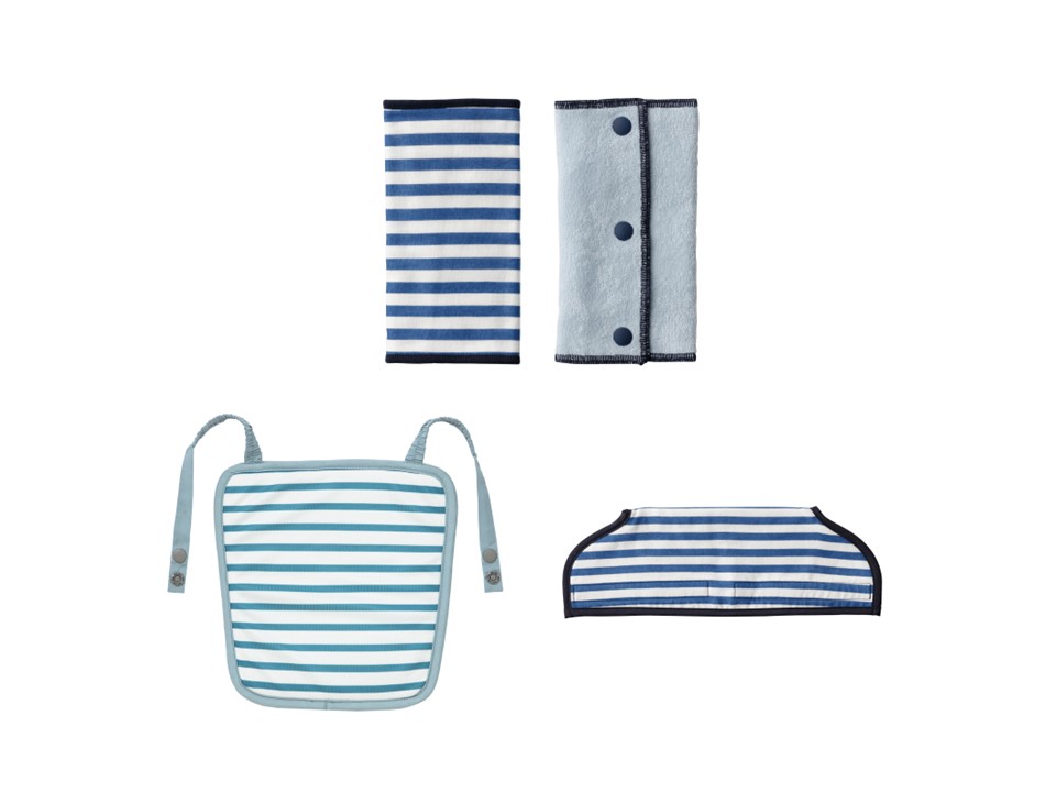 ガーゼベルトカバー ブルーストライプ/よだれ&汗取りパッドブルーストライプ/ガーゼネックカバーブルーボーダー